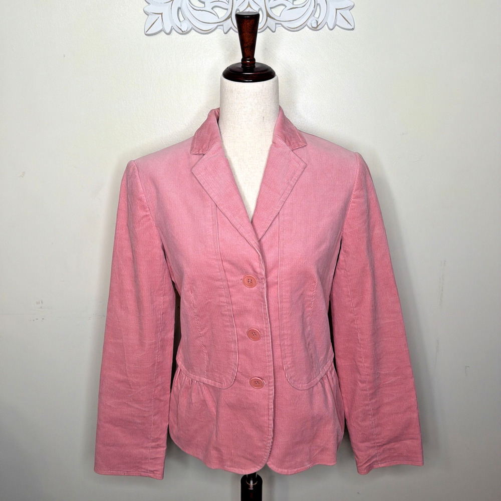 Talbots Women's 6 Corduroy Jacket 3-Button Closure Lined Stretch Spring PINK